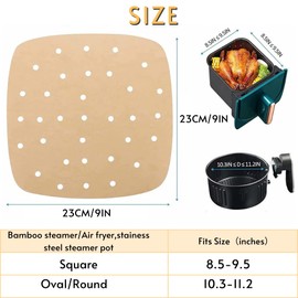 Air Fryer Parchment Paper Liners,9 in Large 100 Sheet Air Fryer Parchment Paper, Wood Color Air Fryer Parchment Paper