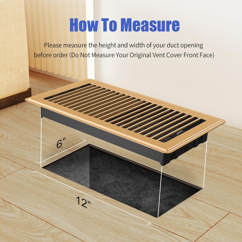 Floor Register Fits 6x12 and 12x6 Duct Opening - Heavy