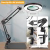 HASTHIP® 10X Magnifying LED Desk Lamp, USB-Powered Dimmable Ring Light