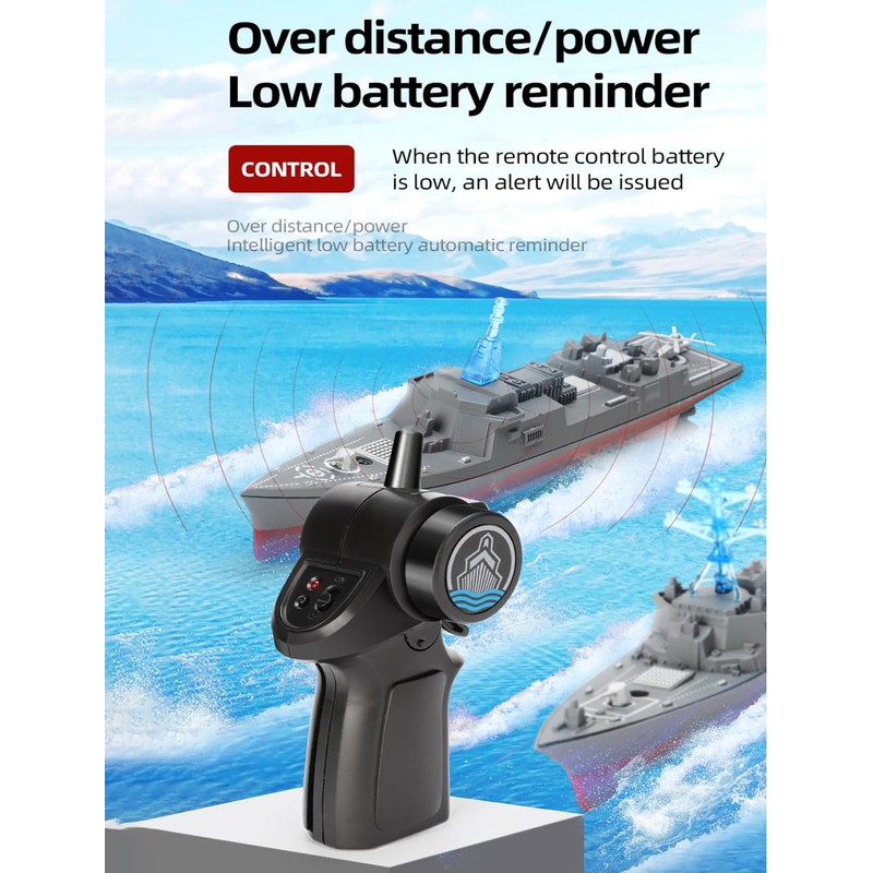Remote Control Warship RC Military Battleship, 2.4GHz Remote Control Boat
