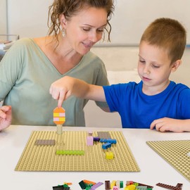 Lekebaby 6 Pack Classic Baseplates, 10"x10" Large Building Board Base Plates 100% Compatible with All Major Brands, Sand