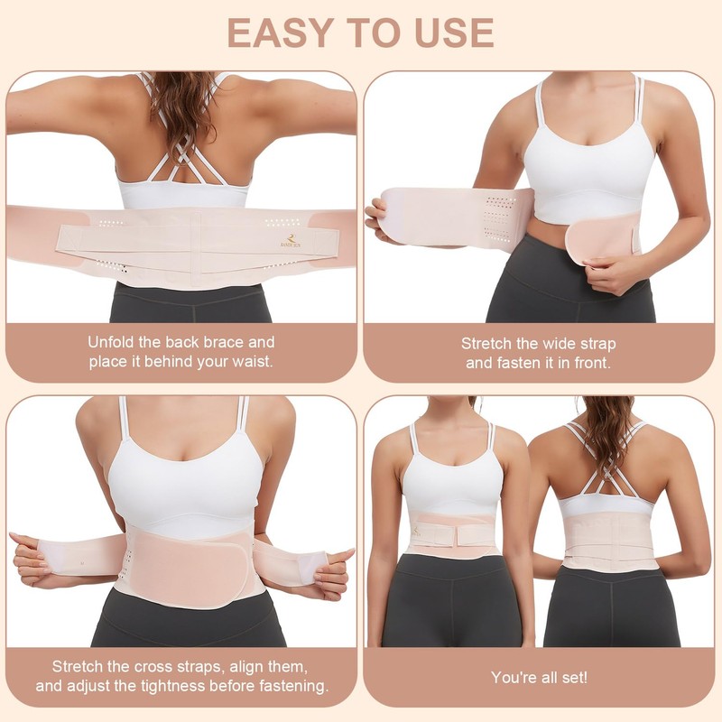 RANDY SUN Lower Back Brace for Women, Lightweight Compression Back