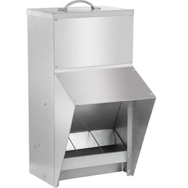 shengyi 11.5-55lbs Galvanized Chicken Feeder - Rat Proof Poultry Feeder with Lid Weatherproof Outdoor Coop Food Dispenser (25lbs 12.9x8.3x18.9in)