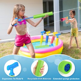 Water Guns 6 Pack Swimming Pool Toys Water Blaster Set 40 Ft Range Beach Summer Party Outdoor Water Toys for Boys Girls Adults Kids Age 3-12 Years Old