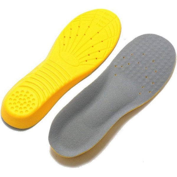 Insole Shock Absorbing Memory Foam Deodorizing Size Adjustable Suitable for Sports, Running, Climbing (Yellow-006)