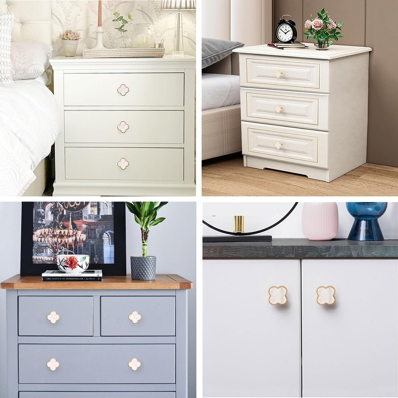 Xinghonyac 8 Pcs Clover Four-Leaf Cabinet Knobs, Cabinet Drawer Pulls