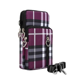 DOB SECHS Crossbody Wallet,Crossbody Bags for Women,phone purse,Shoulder Strap Wallet Pouch, for Women Mini Crossbody Sports Cell Phone Purse-Red Check