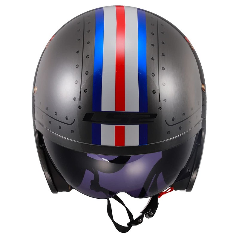 LS2 Helmets Open Face Spitfire Spark Helmet (Brushed Alloy -