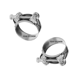 T Bolt Hose Clamps，2 Pieces 104-112MM Durable Exhaust Clamp Set, Hose Clips & Bolt Clip - Piping Secure Reliable Connection for Various Applications