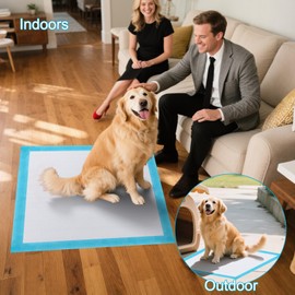 VindCozy Premium Puppy Training Pads 23.6x23.6 Inch – Large (L) 40 Count High Absorbency Dog Potty Pads with Leakproof Backing，Quick-Dry & Odor Control for Puppies/Senior Pets (Blue)
