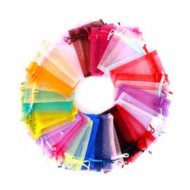 50pcs Mix Color Organza Bags,Candy Pouch Bags，3.93x4.72 Inch Jewelry Gift Bags for Wedding Party,Christmas, Festival，Makeup Organza