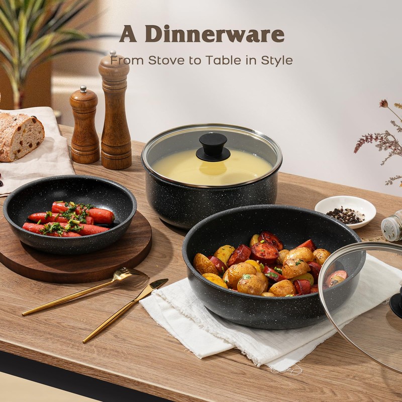 SODAY 17 Pcs Pots and Pans Set Non Stick, Cookware