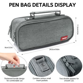 Ayieyill Big Capacity Pencil Case,Large Storage Pencil Pouch Pen Case Bag with Zipper,Cute Pencil Case for School College Student Office Supplies Girls Teen Kids Adult(Grey)