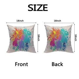 HOSNYE Splash Ink Graffiti Throw Pillow Cushion Covers Color Background of Paint Splashes Decorative Square Accent Pillow Case 18 x18 inch