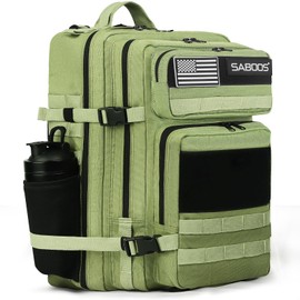 Saboos 45L Tactical Military Backpack for Man Large Molle Bag Daypack 3 Day Gym Backpack Hiking Backpack, Green 45L