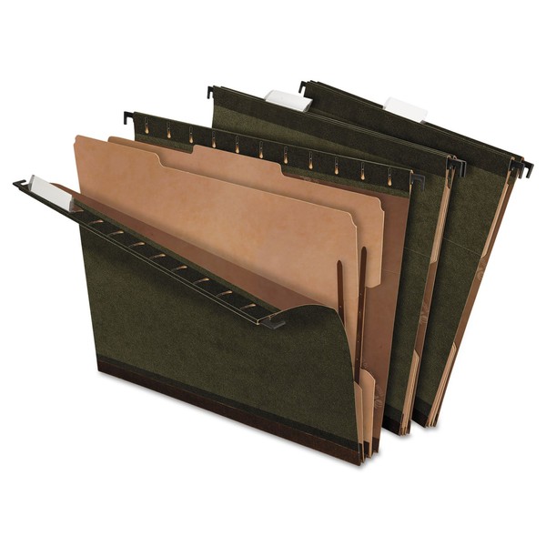Pendaflex 59254 SureHook Reinforced Hanging Folder, 2 Dividers, Letter, 1/5