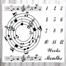 LYLYCTY Music Themed Baby Milestone Blanket Pentagram Baby Month Blanket 48x40 Inch Newborn Mom Gift Record Baby Growth Props BTLSLY1044