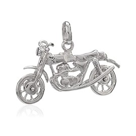 NKlaus Motorcycle Men's Children's Boys Pendant 925 Silver Polished Tarnish Resistant 25 x 13 mm Small Amulet 1200, Sterling Silver