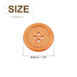 uxcell 50Pcs Wooden Buttons, 35mm(1 3/8") 4 Hole Round Wood Sewing Button Craft Flatback for Sewing DIY Craft Clothing, Earthy Yellow