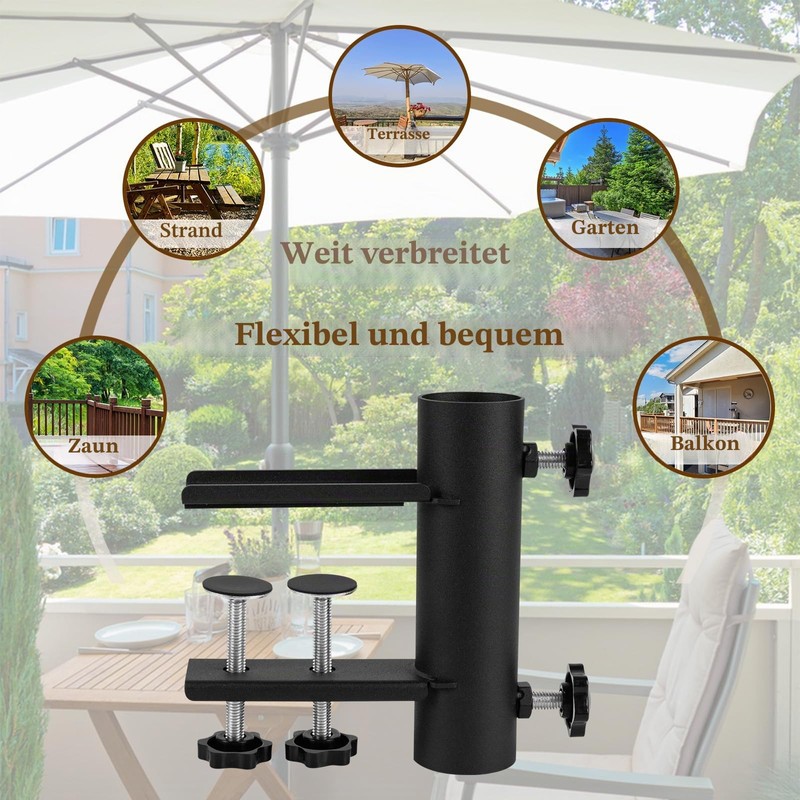 VANROUG Patio Umbrella Holder Clamp, Parasol Bracket, Outdoor Umbrella Mount