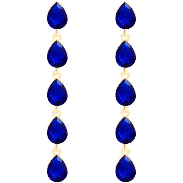 Qinpan Pendientes de vidrio de lágrima, Oro amarillo, 14K, 2