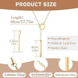 ZENGSING Pendant Necklace Women's Dangle Earrings Jewellery Set Chain Y Necklace Vertical Bar Pendant Lariat Necklace Women's Pendant Hoop Earrings for Women Girls Gifts, Alloy Steel, No Gemstone