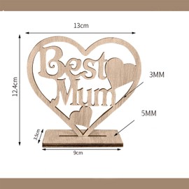 1 PCS Mothers Day Decorations,Mother's Day Decoration,Happy Mothers Day,Best Mum,Mothers Day Table Decorations,Mothers Day Craft,Heart Laser Cut Wooden Plaque,Mothers Day Plaque