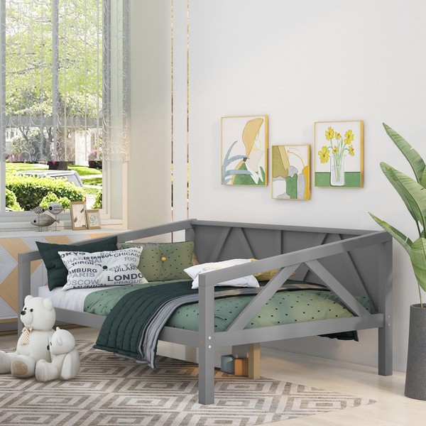 Harper & Bright Designs Wooden Full Size Daybed Frame, Wood
