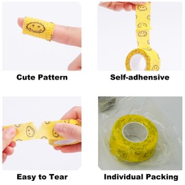 6 Rolls Self Adhesive Bandage Wrap Tape Self Adherent Vet Wrap Tattoo Grip Tape Elastic Cohesive Bandage for Athletic Sports, Finger Wrist