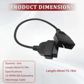 PLALEI OBD 1 Scanner, OBD1 to OBD2 Adapter, OBD1 12-pin to OBD2 16-pin Diagnostic Adapter Cable, Universal OBD 2 Cable Connector Replacement for Vehicles