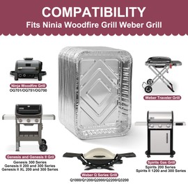 50 Pack Drip Pans Liners Compatible for Ninja OG701 OG751 OG700,OG850,OG951,OG952,Compatible with Weber Genesis - Spirit - Q Series - Disposable, Aluminum Foil Grill Drip Pan,Outdoor BBQ Grill Trays