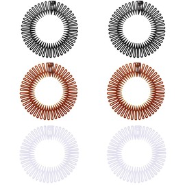 AFCJLTO Pack of 6 Plastic Hair Combs, Fully Circular Stretch, Comb, Flexible Plastic, Stretch Hair Comb, Stretch Comb, Headband Hair Band Holder (Black, White, Brown)