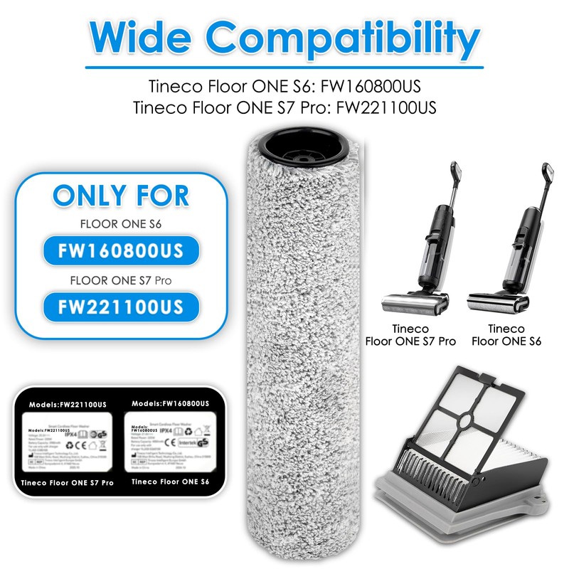 【Version 2, Detachable】(3 Pack) S7 Pro Brush Rollers and HEPA