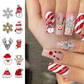20Pcs Christmas Nail Charms, 3D Snowflake Snowman Santa Claus Elk Deer Nail Charms for Acrylic Nails Winter Xmas Cute Nail Rhinestone Nail Gems for Women and Girls Craft DIY Decoration Supplies