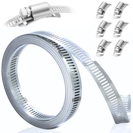 UME-STAR Hose Band, Stainless Steel Hose Clamp, Duct Band (Band Width 0.5 inches (12.7 mm), Length 9.8 ft (3 m), Fasteners, 6 Pieces
