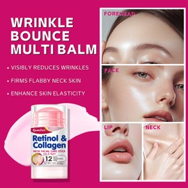Retinol & Collagen Stick for Face Neck Firming Cream, Moisture Glow Multi Balm Stick, Collagen Face Cream for Anti Wrinkles, Retinol Sticks, Neck Tightening Cream, Moisturizing, 40g