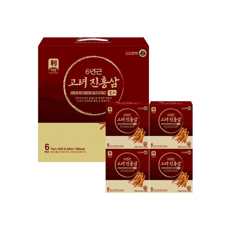 리담 고려 6년근 진홍삼 골드 70ml 60포 (선물세트) Ridam Red