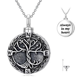 TOUPOP Tree of Life Urn Necklace for Ashes 925 Sterling Silver Cremation Jewelry Funeral Memorial Gifts Keepsake Jewelry for Women with Funnel Filler