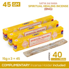 Satya Spiritual Healing Incense Sticks, Satya Bng (Bangalore) Insenses 15gmx3 Pack with Raajsee Incense Holder Bundle, Satya Nagchampa Natural Incense