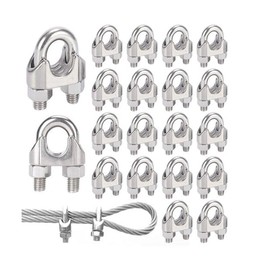 iguTrail Pack of 20 Rope Clamps, Wire Rope Clamps, 3 mm, Stainless Steel Rope Clamp for Steel Cable, Steel Wire, Fixed Suitable for Wire Diameter 3 mm, Silver