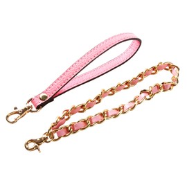 UTreers Wristlet Strap, Genuine Leather Keychain Wristlet KeyChain Hand Strap for Wallet Purse Clutch Cellphone Wristlet Key (Pink Strap + 1 Pink Fashion Chain Strap)