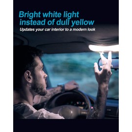 Yorkim 194 LED Bulbs White 6000k Super Bright 5th Generation, T10, 168 LED Bulb for Car Interior Dome Map Door Courtesy License Plate Lights W5W 2825, Pack of 2