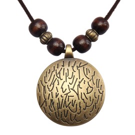GelConnie Womens Boho Necklaces Wood Beaded Necklaces Brown Leather Choker Leather Cord Pendant Necklace Wrap Around Necklace