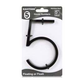 5" Floating Stainless Steel House Number,Modern Metal House Numbers,Decorative Number for House,Brick Wall,Mailbox Post with Nail Kit, 911 Visible,Coated Black (5)