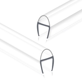 Dzhuywer Frameless Shower Door Seal Strip 2 Pack x 78 Inch U for 1/4" Thick Glass Shower Door Side Seal Strip Bottom Seal Door Sweep Ultra Clear Polycarbonate, Stop Shower Leaks Create A Water Barrier