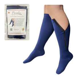 Presadee Closed Toe 15-20 mmHg Moderate Compression Leg YKK Zipper Navy Socks Men Women 1 Pair (1)