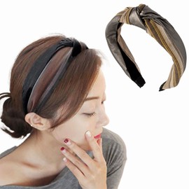AUTAKI Cotton Linen + PU Leather Headband Painless, Korean Style Hair Band, Women's, Bi-Color, Cross, Twist, Anti-Slip, Wide, Hair Headband, Girly, Mature Look, Stylish, Formal Hair Accessories,