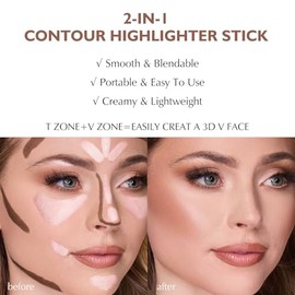 Lápiz de contorno y resaltado de doble extremo, bolígrafo bronceador e iluminador 2 en 1, resistente al agua, de larga duración, iluminador, maquillaj