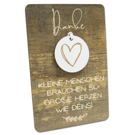 Abschiedsgeschenk für Erzieherinnen, Lehrer oder Hebammen I Kindergarten Kita Abschied I Holzkarte mit Anhänger Danke Geschenk von kleinen Menschen