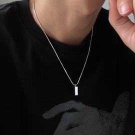 Gifts for Husband Necklace Silver Chain Square Pendant Promise Necklace for Men Birthday Jewelry Gift for Husband Gifts from Wife